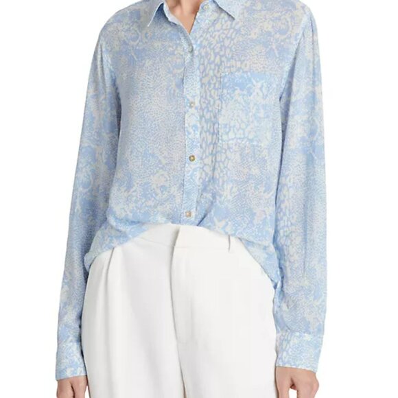 RAILS JOSEPHINE BUTTON UP SHIRT BLOUSE size S AQUA PYTHON RELAXED FIT - Picture 1 of 6